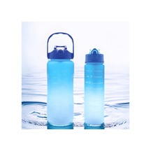 2'li Motivasyonel Matara Seti, 2000-900 Ml, Mavi, Tritan Malzeme, Sporcu Su Matarası Çok Renkli