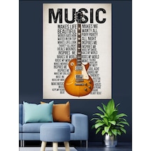 Ahşap Tablo Müzik Gitarı Notaları Soyut