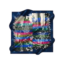 Aker 90x90 Ipek Krep Saten Eşarp - Mavi