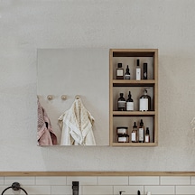 Banyo Dolabı Kulpsuz Tek Kapaklı Atlantik Çam Mdf 75 Cm Aynalı Atlantik Çam