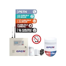 Opax-2545+bgr-09+akü Pstn Panel & Bgr-09 Kablosuz Sirenli Akü Dahil Full Alarm Seti