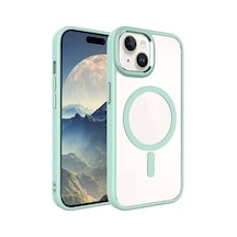 Apple Uyumlu iPhone 15 Plus Wireless Şarj Özellikli Tchs Krom Magsafe Silikon Kılıf-yeşil Yeşil