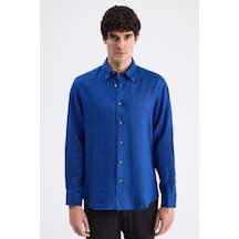 D'S Damat Ds Damat Comfort İndigo Düz Keten Gömlek 6hc02ap01304m Çok Renkli 2XL