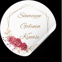 Gelin Bohçası Etiketi Yuvarlak 4x4 Cm 54 Adet - Arletikettasarım Beyaz