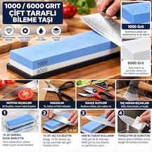 Tr 1000/6000 Grit Çift Taraflı Bileme Taşı, Su Taşı Bileyici, Profesyonel Bıçak Makas Şef Bıçağı El Alet