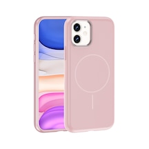 Zore İphone 11 Kılıf M-safe Şarj Özellikli Metal Kamera Çerçeveli Ogaa Edi Silikon Kapak - Rose Gold