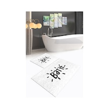 Buççin Online Mağaza Dijital Baskılı Kaymaz Yıkanabilir Bath İkili Banyo Takımı Klozet Takımı Polyester Beyaz Çok Renkli