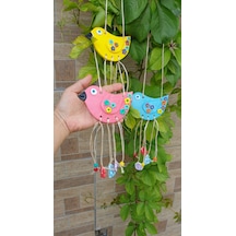 3 Lü Set Dekoratif Balkon Bahçe Ev Duvar Süsü, Sarı Pembe Mavi, El Yapımı Asılabilir Duvar Dekorasyonu Sarı-mavi-pembe