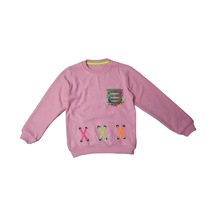 İrem Çocuk Giyim Kız Çocuk X Desenli Selanik Kumaş Pembe Renk Sweatshirt Pembe