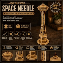 Space Needle Ahşap Maket Seti Dıy 3d Puzzle Seattle Kulesi Koleksiyoner Modeli 321 Parça