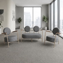 Venüs 2+1+1 Soft Kumaş Ofis & Büro İş Yeri Bekleme Koltuğu Takımı Cappuccino Metal İskelet - Açık Gri