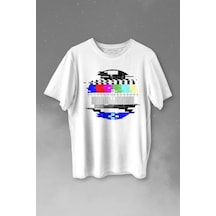 No Signal Teletex Nostalji Tv Tele Tex Baskılı Tişört Unisex T-shirt 001