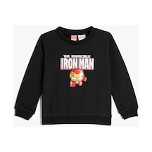 Koton Iron Man Sweatshirt Lisanslı Uzun Kollu Bisiklet Yaka Pamuklu Antrasit 4wmb10366tk 4WMB10366TK931
