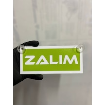 Yeşil Renk Üzeri Beyaz Renk Zalım Yazılı Vantuzlu Cam Süsü