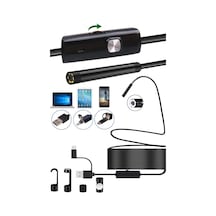 Ayrex 3-in-1 Endoskop Kamera, Usb Ve Android, Type-c Bağlantılı, 6 Led Işıklı, Kıvırlabilen Sert Kablo,su Geçir