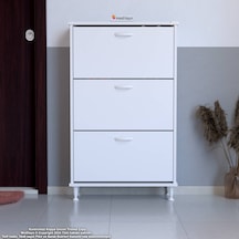 Modilayn Varbi Kapı Önü 52 X 119 X 25, 5 Cm Lik 2 Düşer Kapak 4 Göz Bölmeli Ayakkabılık Beyaz
