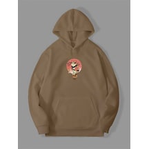 Harmandar 3 İplik Ninja Kedi Baskılı Kemik Kanguru Cepli Kapüşonlu Sweatshirt Hoodie Ninjacatkemiksweat