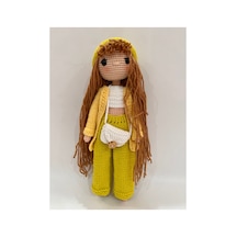 El Yapımı Amigurumi Örgü Bebek 28 Cm Renkli Hırkalı Uzun Saçlı Tığ İşi Oyuncak Bebek Hediyelik Fıstık
