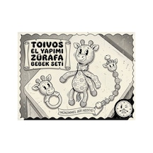 El Yapımı Amigurumi Zürafa Bebek Seti Örgü Oyuncak + Emzik Klipsi + Diş Kaşıyıcı Mavi