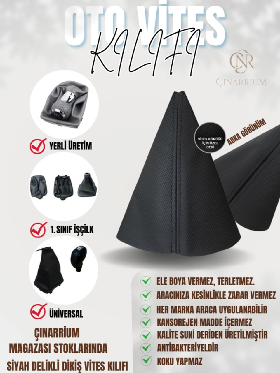 Peugeot Pertner Siyah Nokta Desenli Deri Spor Dikiş Vites Körüğü Çok Renkli