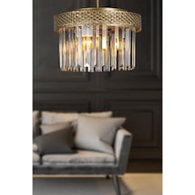 Begüsa Sitrus 3.lü Eskitme Lux Kristal Taşlı Avize