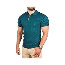 Deepsea Erkek Yeşil Slim Fit Nefes Alan Pamuklu Polo Yaka Tişört Dar Kesim Örme Kumaş Tişört 2505030 Yeşil