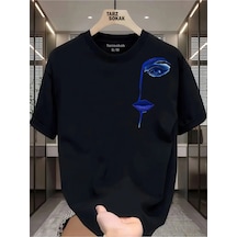 Tarzsokak Unisex Kod 14 Eyelash Desen T-shirt Siyah