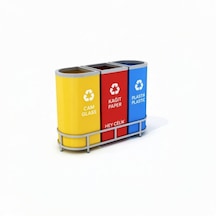 3 Lü Sıfır Atık Kutusu Geri Dönüşüm Ünitesi Gd-1303 Metal Atık Ayrıştırma Sistemi Hey Çelik