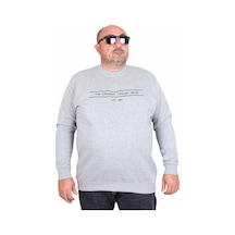 Moc Grande Mocgrande Erkek Büyük Beden Sıfır Yaka 3ip Sweat Original 24203 Grı Melanj Gri Melanj