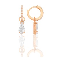 Söğütlü Silver Gümüş Rose Kristal Kesim Zirkon Taşlı Halka Küpe