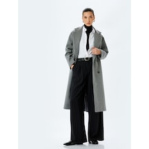 Koton Cepli Uzun Kruvaze Oversize Kaşe Kaban Gri 5wak00388ew Gri