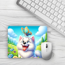Doğa Manzaralı Neşeli Köpek Tasarımlı Baskılı 18x22 Cm Mouse Pad