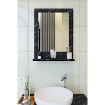 Makbulce Safir Raflı Banyo Aynası Dresuar 45 x 60 Mermer Beyaz - Siyah