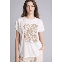 Defacto Bisiklet Yaka Çiçekli Ekru Kadın T-shirt G8804ax/er105 Ekru Defacto Bisiklet Yaka Çiçekli Ekru Kadın T-shirt G8804ax/er105 Ekru