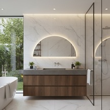 55x110 Cm Yarım Oval Led Banyo Aynası Dokunmatik Sensörlü, Dimmerli, 3000k Günışıklı Modern Duvar Aynası Sarı