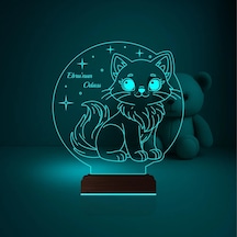 Luvivia Çocuk Odası Hediye Kedi Kedicik Tasarım Kişiye Özel 3d Lamba - Masa Gece Lambası Şeffaf