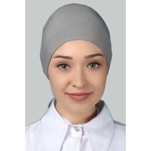 Altobeh Kadın Pratik Dikişsiz Bağcıklı Kaymayan Tesettür Penye Bone - Gri