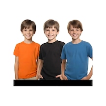 Fyk Kids Unisexs 3lü Çocuk Düz Basic Kısa Kollu T-shirt Çok Renkli