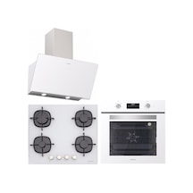 Silverline BO6502W02 - CS5436W01 - 3457 Soho 60 CM Beyaz Cam Ankastre Set