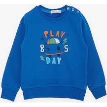Breeze Girls & Boys Erkek Çocuk Sweathirt Oyun Günü Temalı 1.5-5 Yaş, Saks Mavisi-saks Mavisi