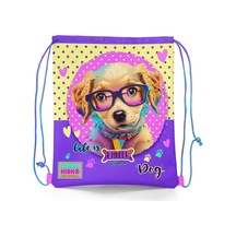 Coral High Kids Sarı Pembe Sevimli Köpek Desenli İpli Büzgülü Sırt Çantası 12646 Pembe