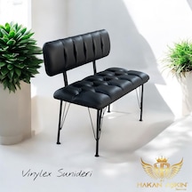 By Hakan Aşkın Metal Ayaklı Metal Alt Kasalı Vinylex Suni Deri New 2025 Sırtlı Bench Bank Siyah Suni Deri Siyah Deri