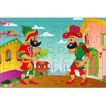 Karagöz Ve Hacivat  3-9 Yaş Çocuklar Için 24 Parçalı Ahşap Puzzle