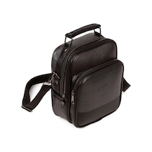 Tuldar Erkek Ekose Deri Ayarlanabilir Çapraz Omuz Askılı Günlük Omuz Ve El Çantası 19x22cm Tul132 Gri