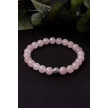 Gümüştel El Sanatları Sertifikalı Pembe Kuvars Doğal Taş Bileklik 8 Mm Aaa Kalite Sürpriz Çok Renkli