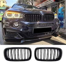 Bmw X6 F16 Çift Çizgi Böbrek 2014 2018 Parlak Siyah