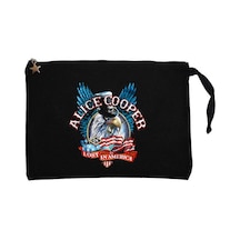 Alice Cooper Lost In America Siyah Clutch Astarlı Cüzdan / El Çantası