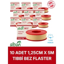 Bez Flaster 1,25 Cm X 5 M, 10 Kutulu Set, Pamuklu Medikal Sabitleme Bandı Tekli Rulo