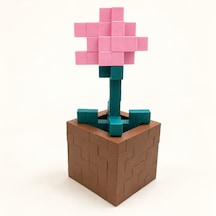 Piksel Gelincik Biblo - 3d Baskı, Minecraft Esintili Pembe