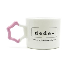 Dede Baskılı Pembe Kulplu Yıldız Kupa